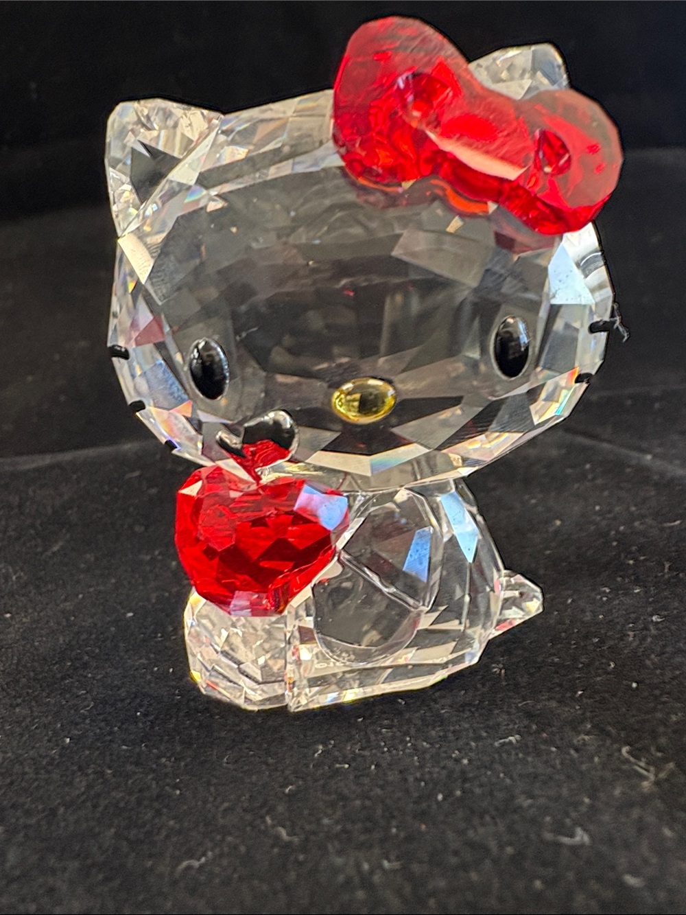 Swarovski Clear Crystal Kitty with Red Bow and Heart